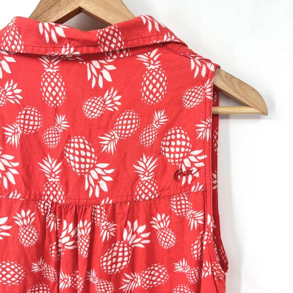 KAVU Pink Pineapple Button Front Midi Dress Women's Size Small - Picture 3 of 5